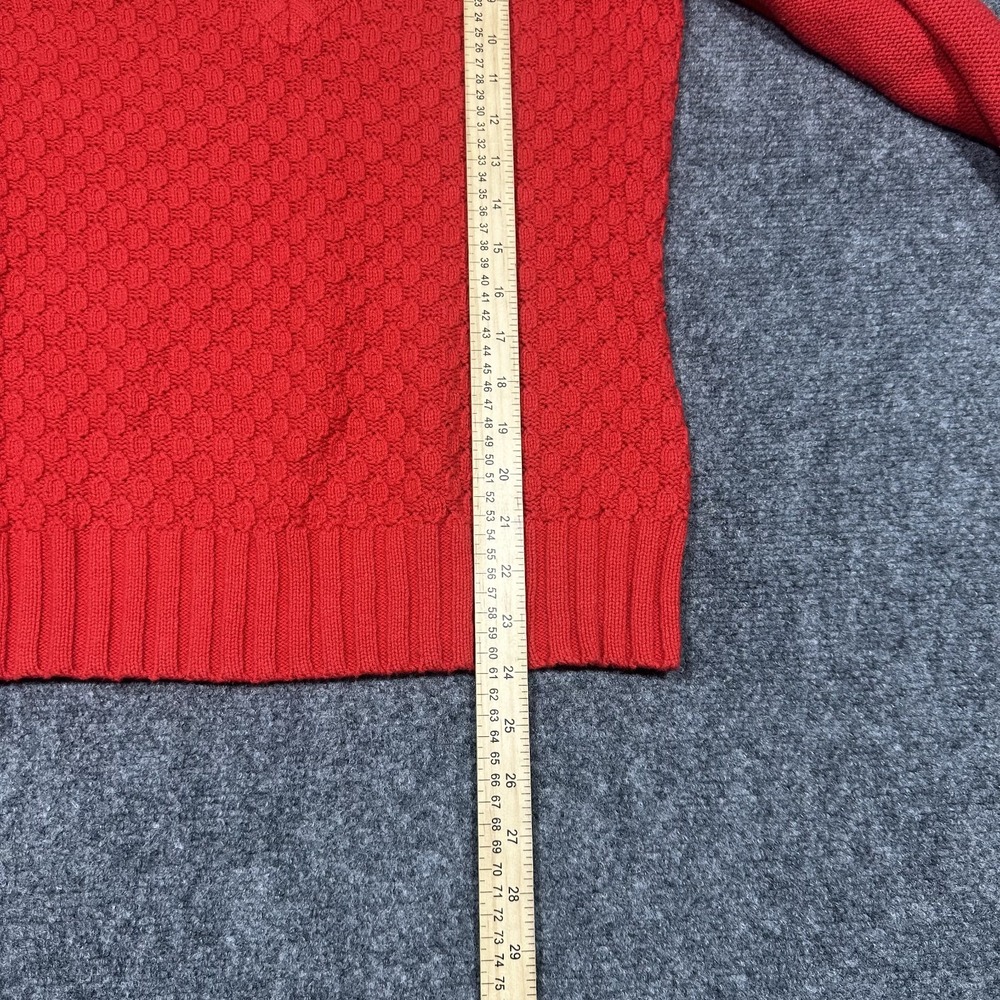 IZOD Mens Red V-Neck Textured Popcorn Knit Cotton Blend Sweater Size S - Picture 7 of 10